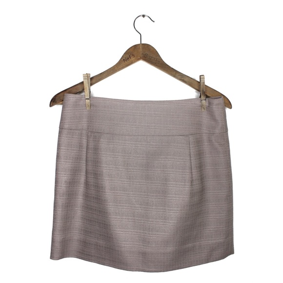 J.Crew Textured Tweed Beige Mini Skirt 4 Preowned - Picture 1 of 6
